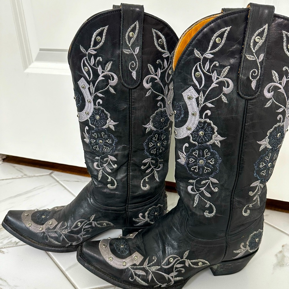 Old Gringo Black Leather Cowboy Boots